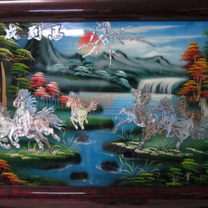 Tranh Sơn Mài Bát Mã Truy Phong Cỡ Nhỏ 40x60