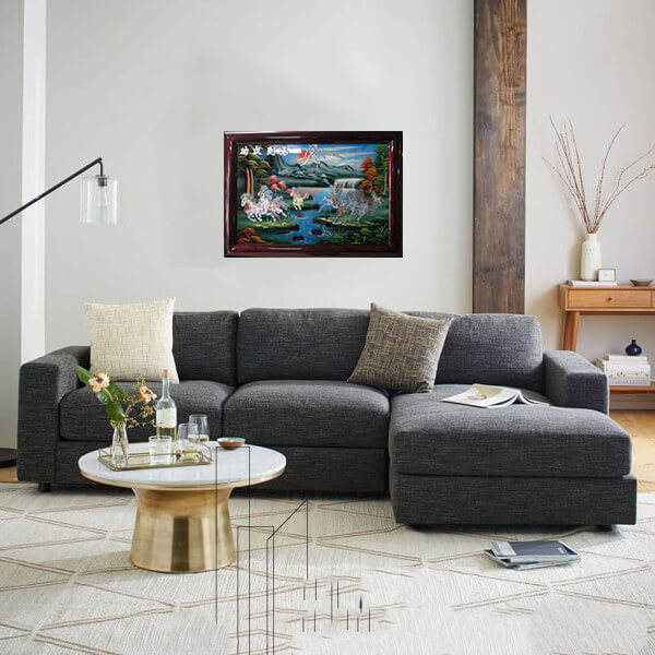 TP1MĐ3X46-demo Tranh Sơn Mài Bát Mã Truy Phong Cỡ Nhỏ 40x60