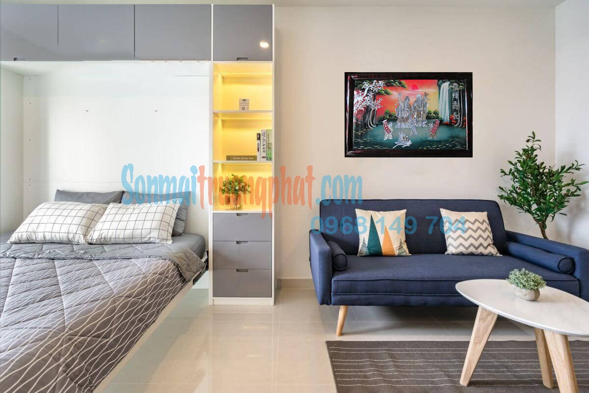 TP4MT1Đ69--02 Tranh Sơn Mài Mừng Thọ Cẩn Ốc Đẹp Nền Đỏ 60x90