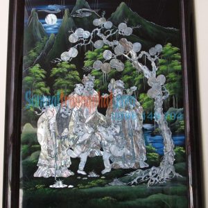 Tranh Lịch Sơn Mài Phước Lộc Thọ Cẩn Ốc Đẹp 70x110