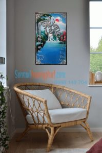 Tranh Chữ (Phước) Sơn Mài Cẩn Ốc Đẹp Nền Xanh 50x80 Tranh Chữ (Phước) Sơn Mài Cẩn Ốc Đẹp Nền Xanh 50x80