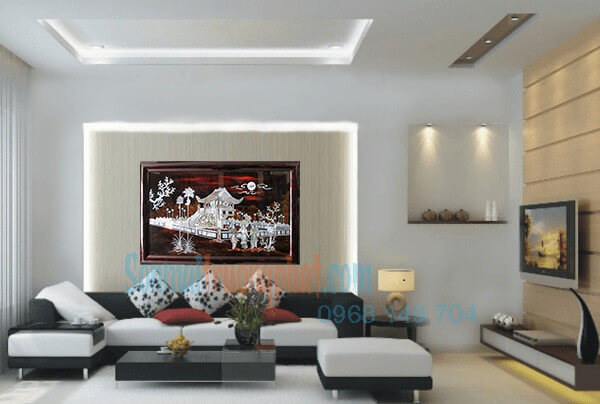 Tranh Sơn Mài Chùa Một Cột Ốc Chìm Cực Đẹp 60x90 Tranh Sơn Mài Chùa Một Cột Ốc Chìm Cực Đẹp 60x90