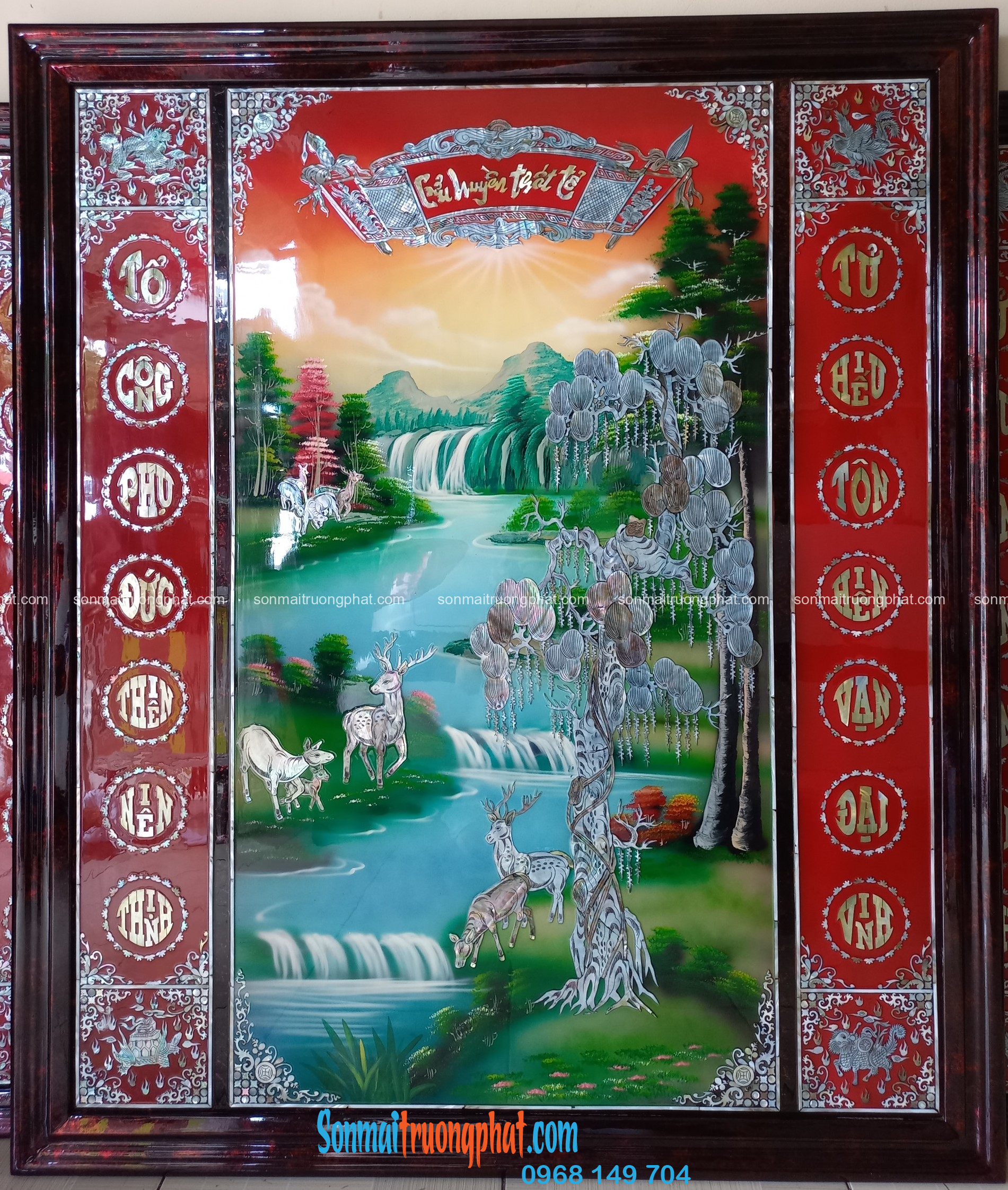 Liễn Thờ Gia Tiên Cửu Huyền Thất Tổ 117x137 - Tài Lộc Phú Quý, Tùng Nai Trường Tồn Liễn Thờ Gia Tiên Cửu Huyền Thất Tổ 117x137 - Tài Lộc Phú Quý, Tùng Nai Trường Tồn