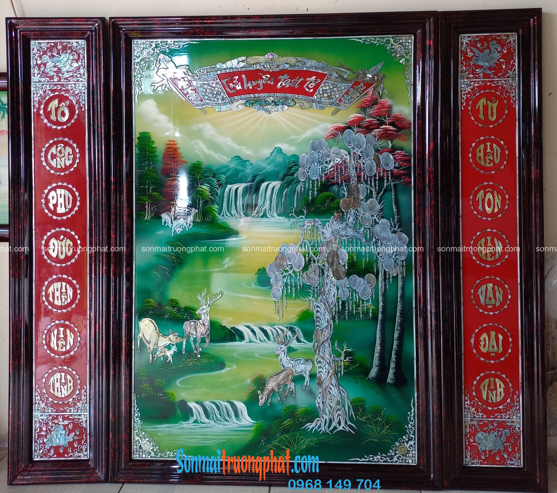Tranh Liễn Thờ Cửu Huyền Thất Tổ 130x146 - Sơn Mài Tinh Hoa, Tâm Linh Quy Tụ (7) Tranh Liễn Thờ Cửu Huyền Thất Tổ 130x146 - Sơn Mài Tinh Hoa, Tâm Linh Quy Tụ