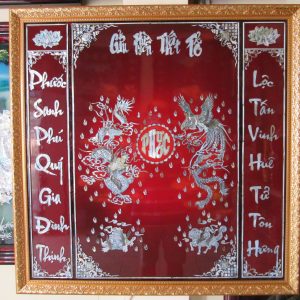 Tranh Liễn Thờ Cửu Huyền Thất Tổ Long Phụng Kích Thước 81x81cm - Tinh Hoa Sơn Mài, Đẳng Cấp Tâm Linh