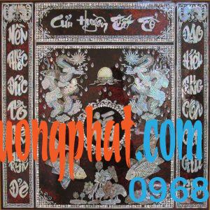 Tranh Liễn Thờ Cửu Huyền Thất Tổ Song Long Cá Chép 81x81cm