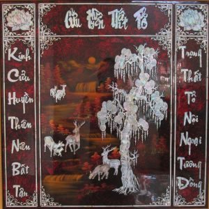 Tranh Liễn Thờ Sơn Mài Tùng Nai 81x81cm – Nghệ Thuật Thờ Cúng Đậm Chất Văn Hóa