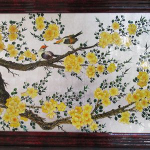 Tranh Sơn Mài Mai và Chim Sẻ – Vẻ Đẹp Mùa Xuân May Mắn
