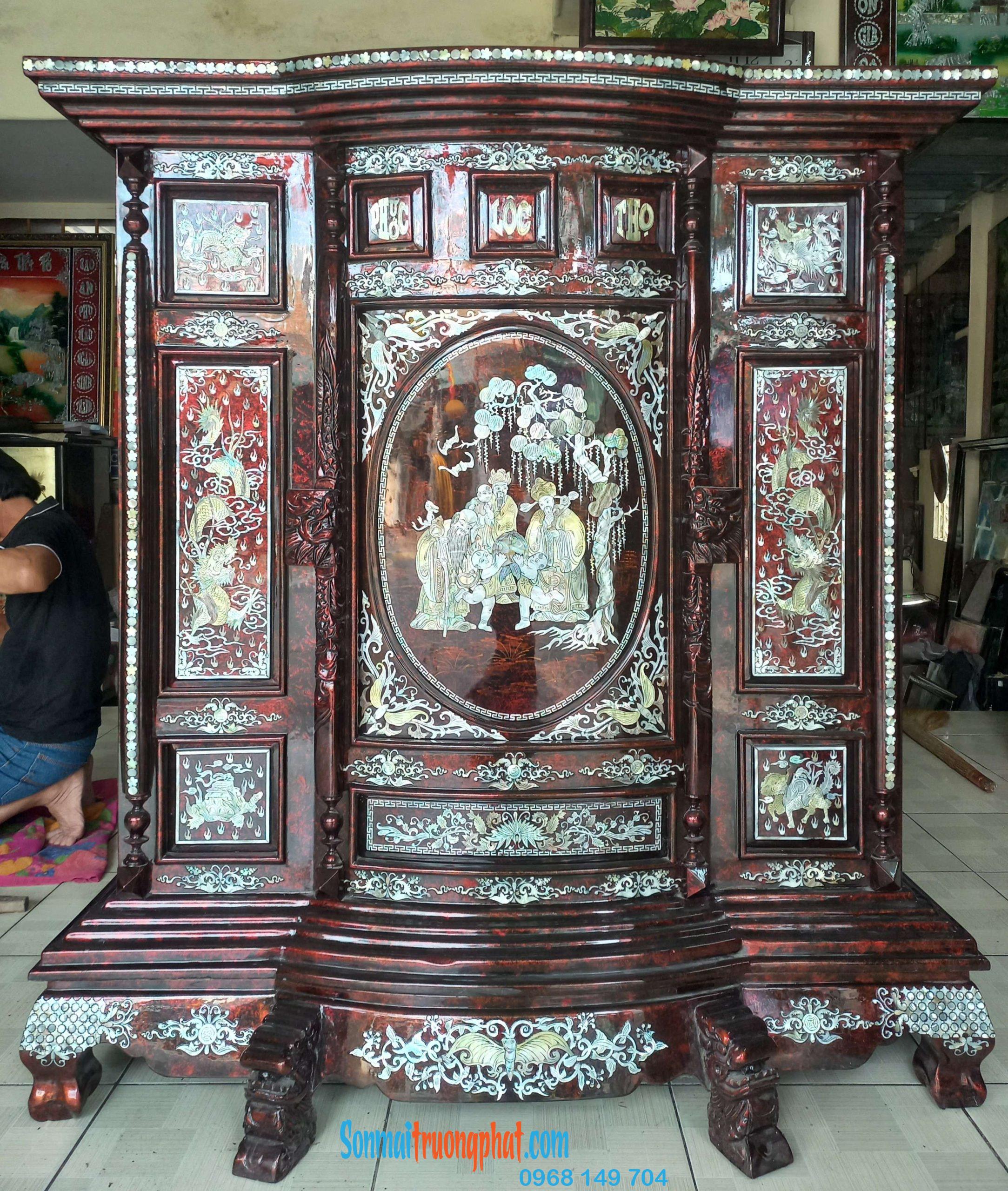 Tủ Thờ Sơn Mài – Tinh Hoa Nghệ Thuật Thờ Cúng Truyền Thống 146x154x68cm Tủ Thờ Sơn Mài – Tinh Hoa Nghệ Thuật Thờ Cúng Truyền Thống 146x154x68cm